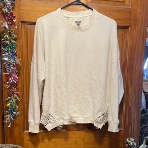 Women's Cream Sweater with Lace Accents